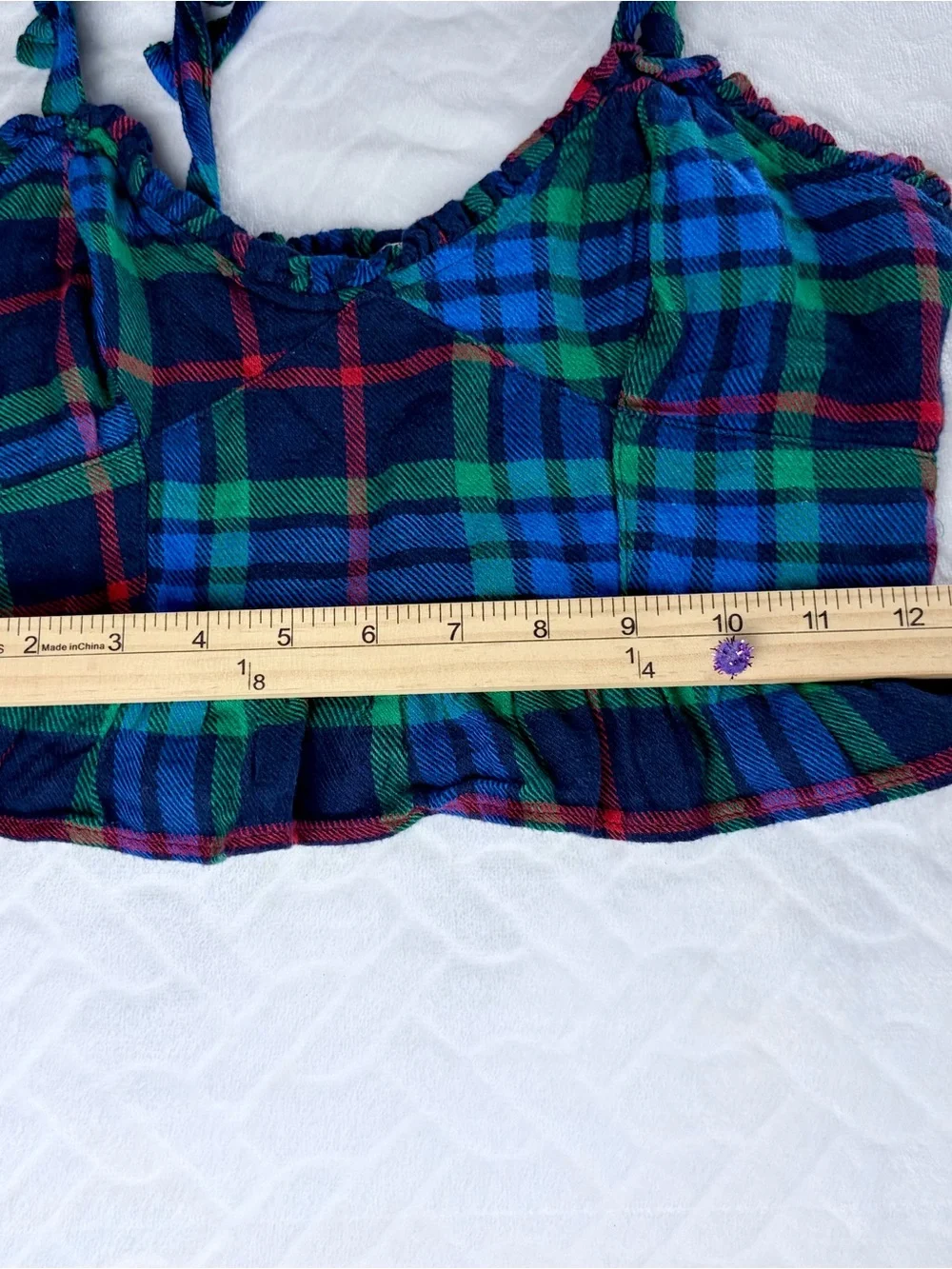 Aerie Plaid Flannel 2 Piece Lounge Set Size XS Ruffle Tank and Boxers Coquette